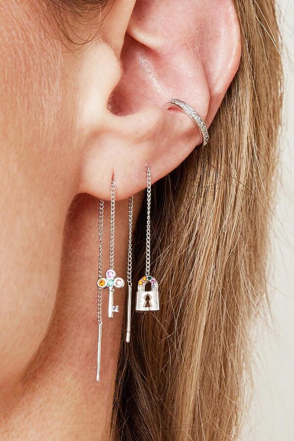 Earrings Chain Lock Silver Copper